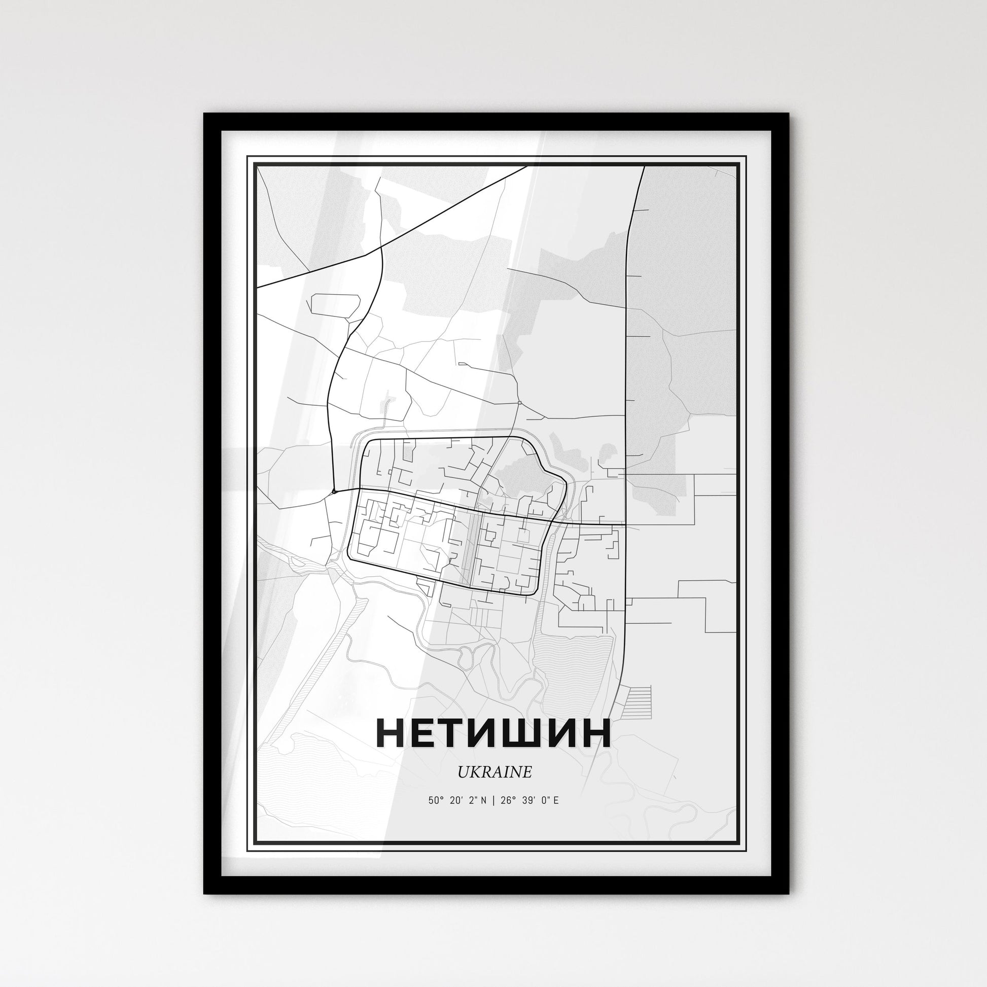 Netishyn Ukraine - Scandinavian Style City Map for Modern Home Decor