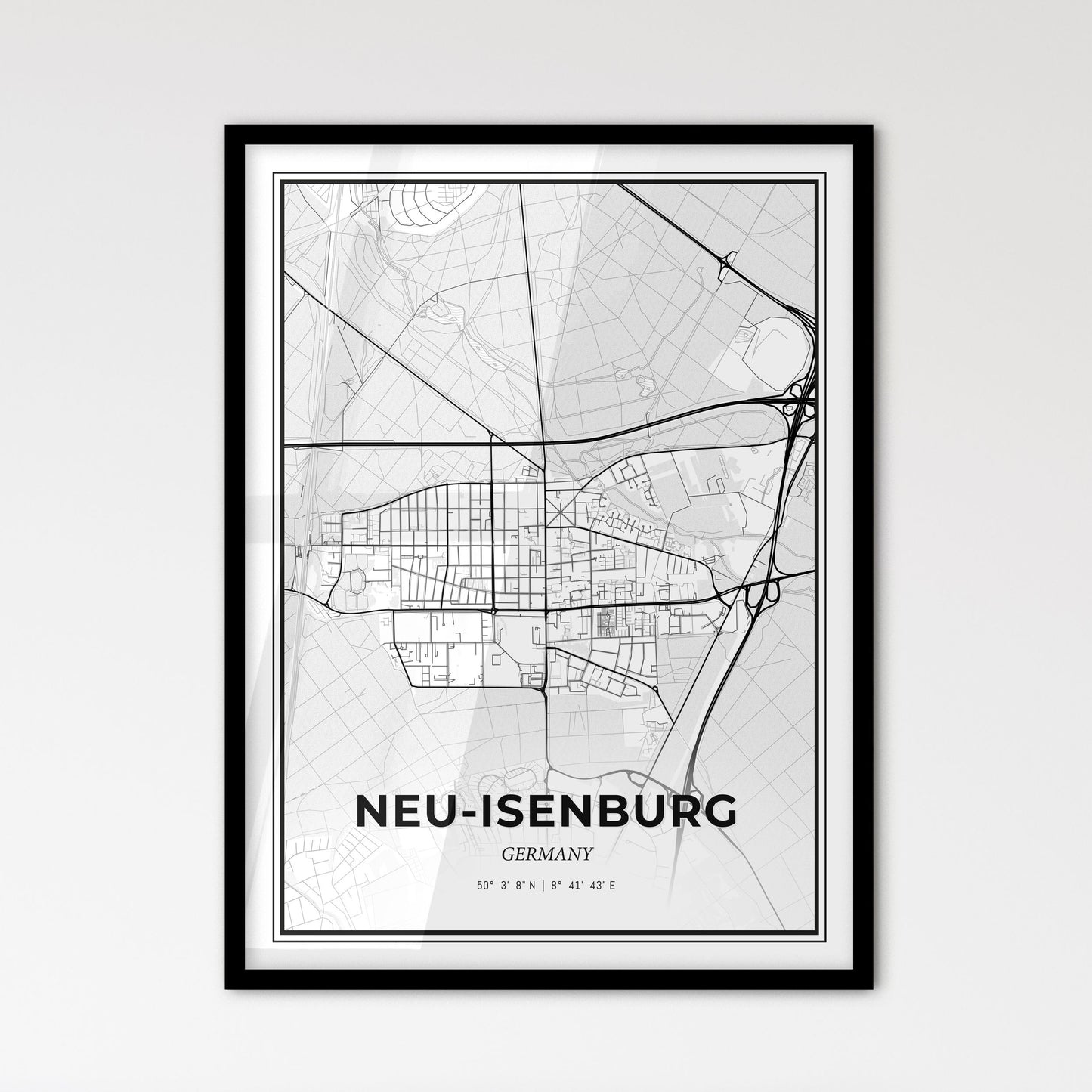 Neu-Isenburg Germany - Scandinavian Style City Map for Modern Home Decor