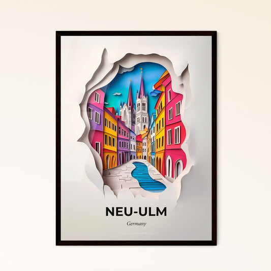 Vivid Neu-Ulm, Germany - a paper cut of a city with a church