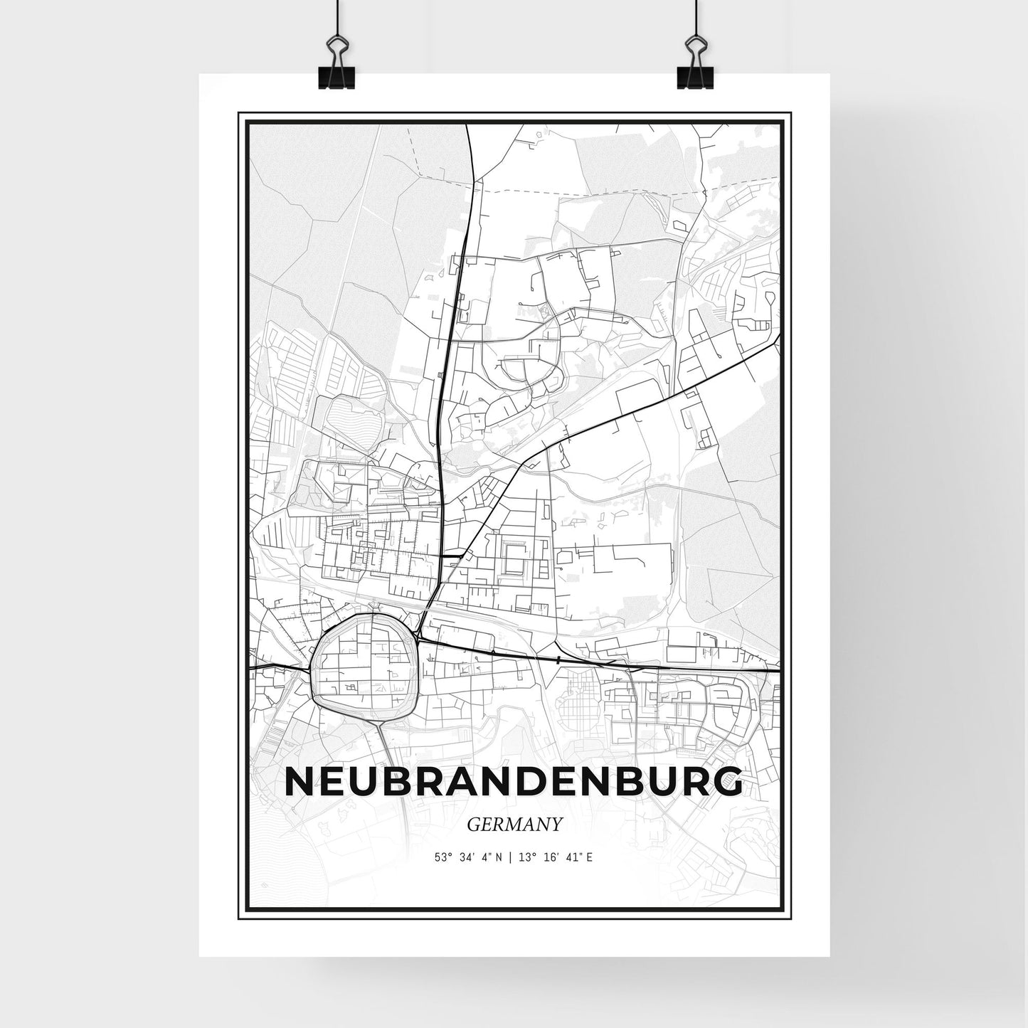 Neubrandenburg Germany - Premium City Map Poster