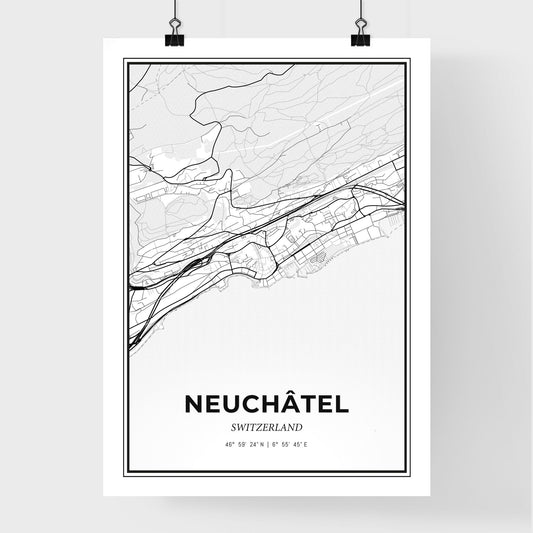 Neuchâtel Switzerland - Premium City Map Poster