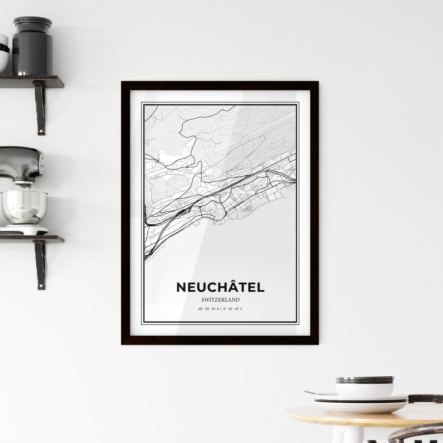 Neuchâtel Switzerland - Minimal City Map