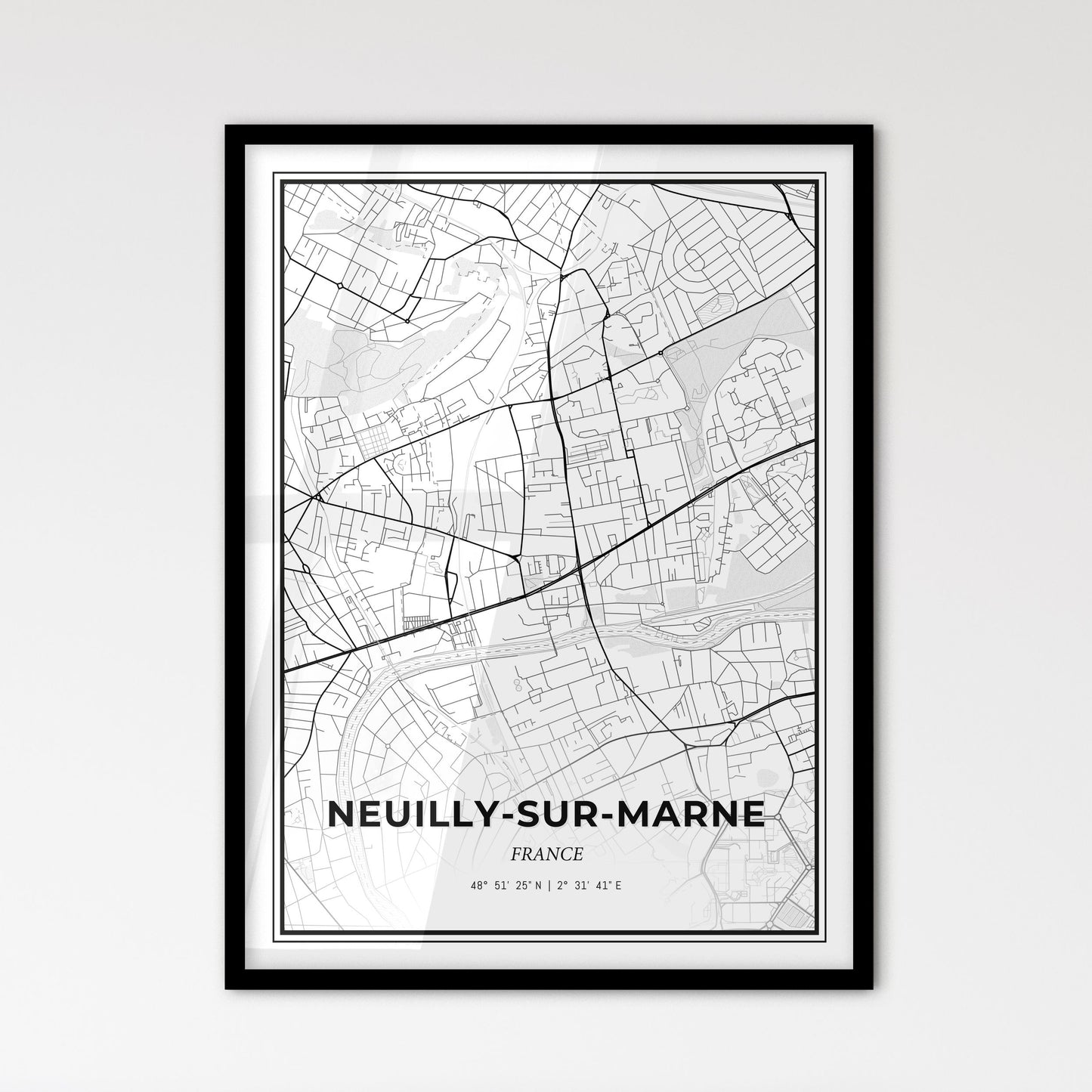 Neuilly-sur-Marne France - Scandinavian Style City Map for Modern Home Decor