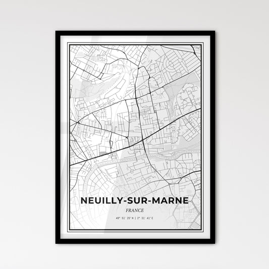 Neuilly-sur-Marne France - Scandinavian Style City Map for Modern Home Decor
