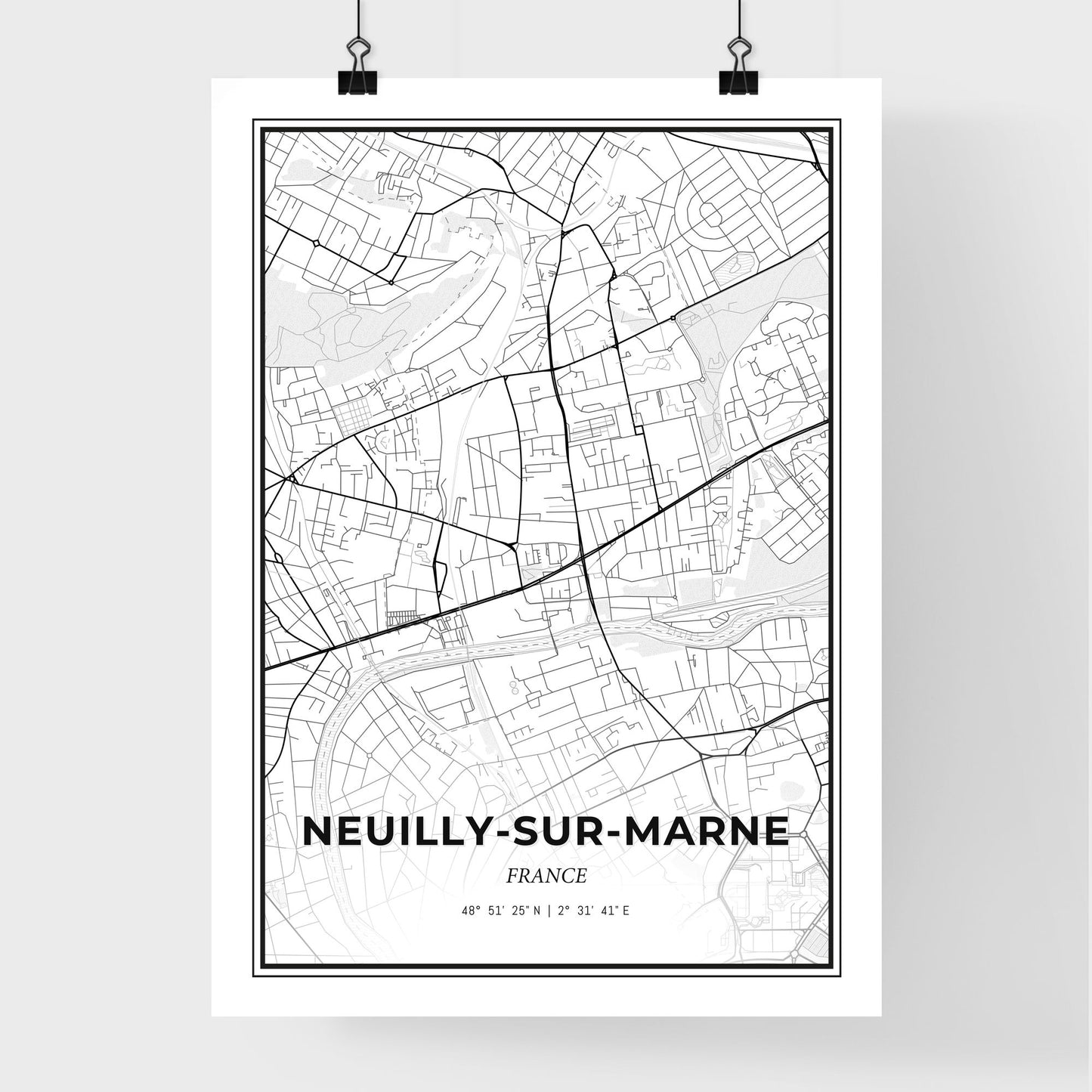 Neuilly-sur-Marne France - Premium City Map Poster