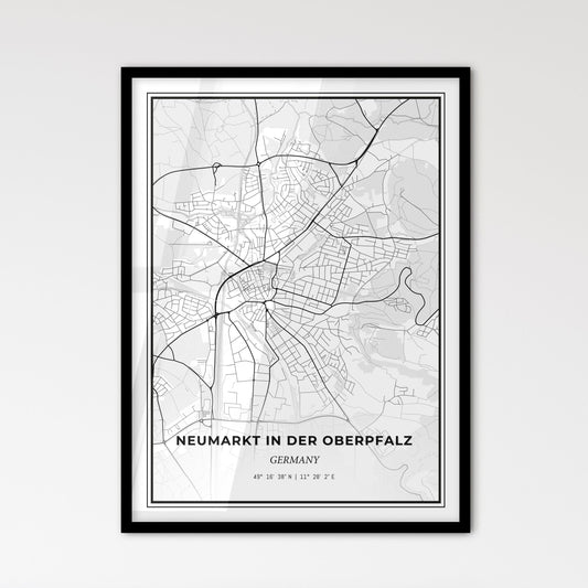 Neumarkt in der Oberpfalz Germany - Scandinavian Style City Map for Modern Home Decor
