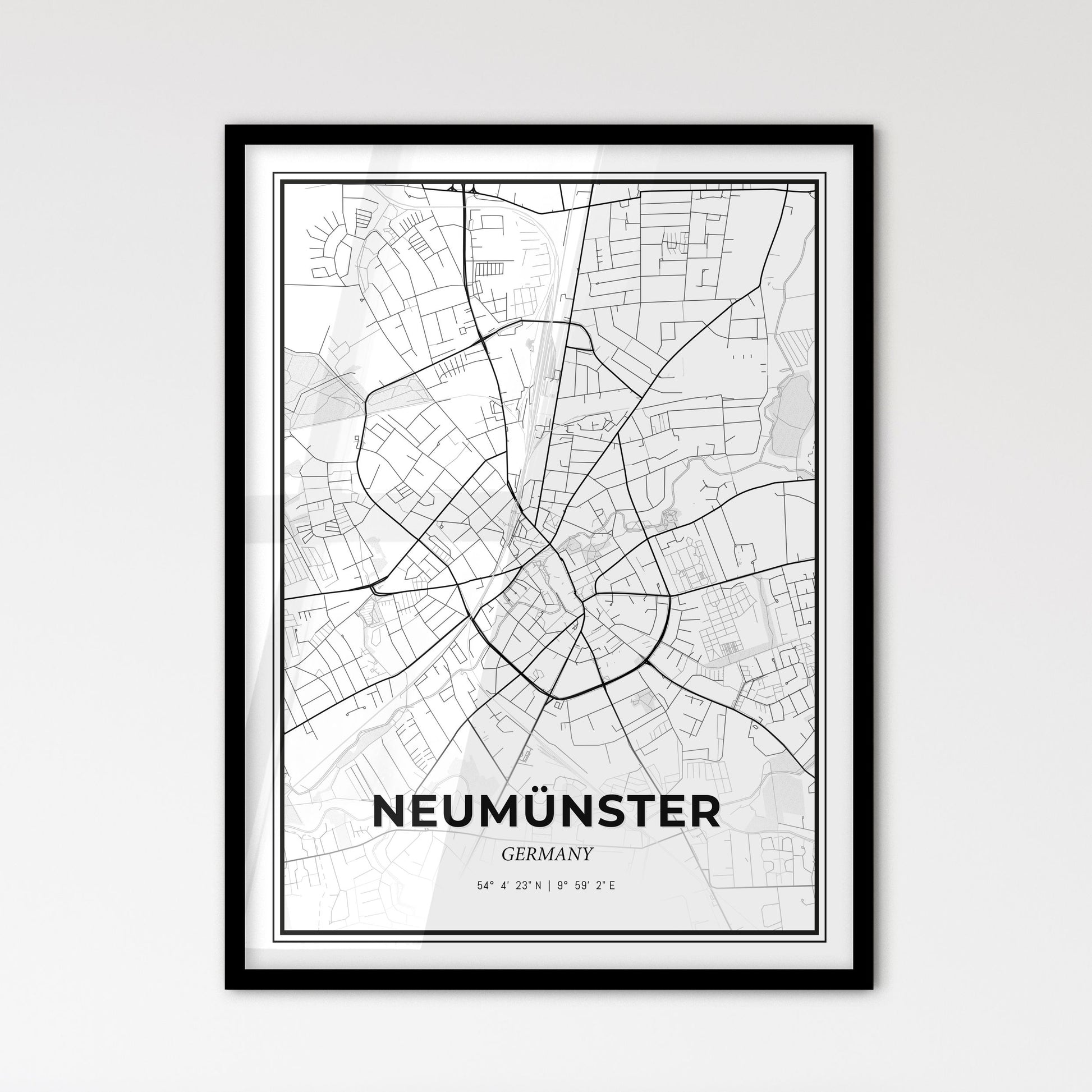Neumunster Germany - Scandinavian Style City Map for Modern Home Decor