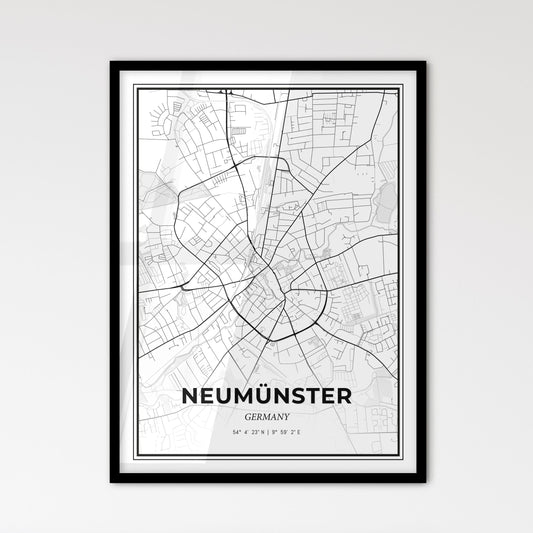 Neumunster Germany - Scandinavian Style City Map for Modern Home Decor