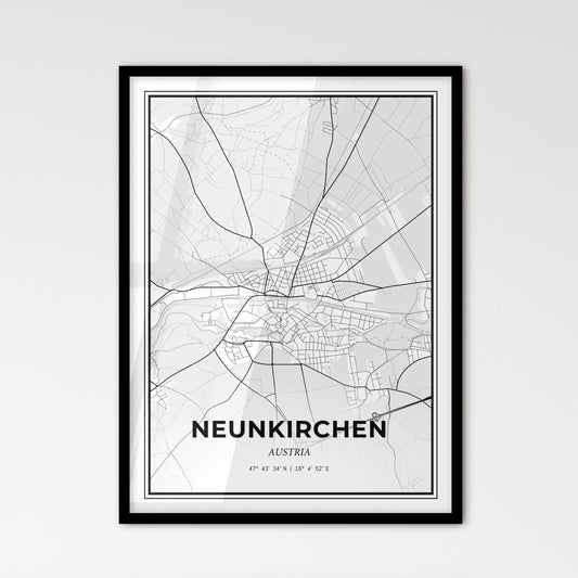Neunkirchen Austria - Scandinavian Style City Map for Modern Home Decor