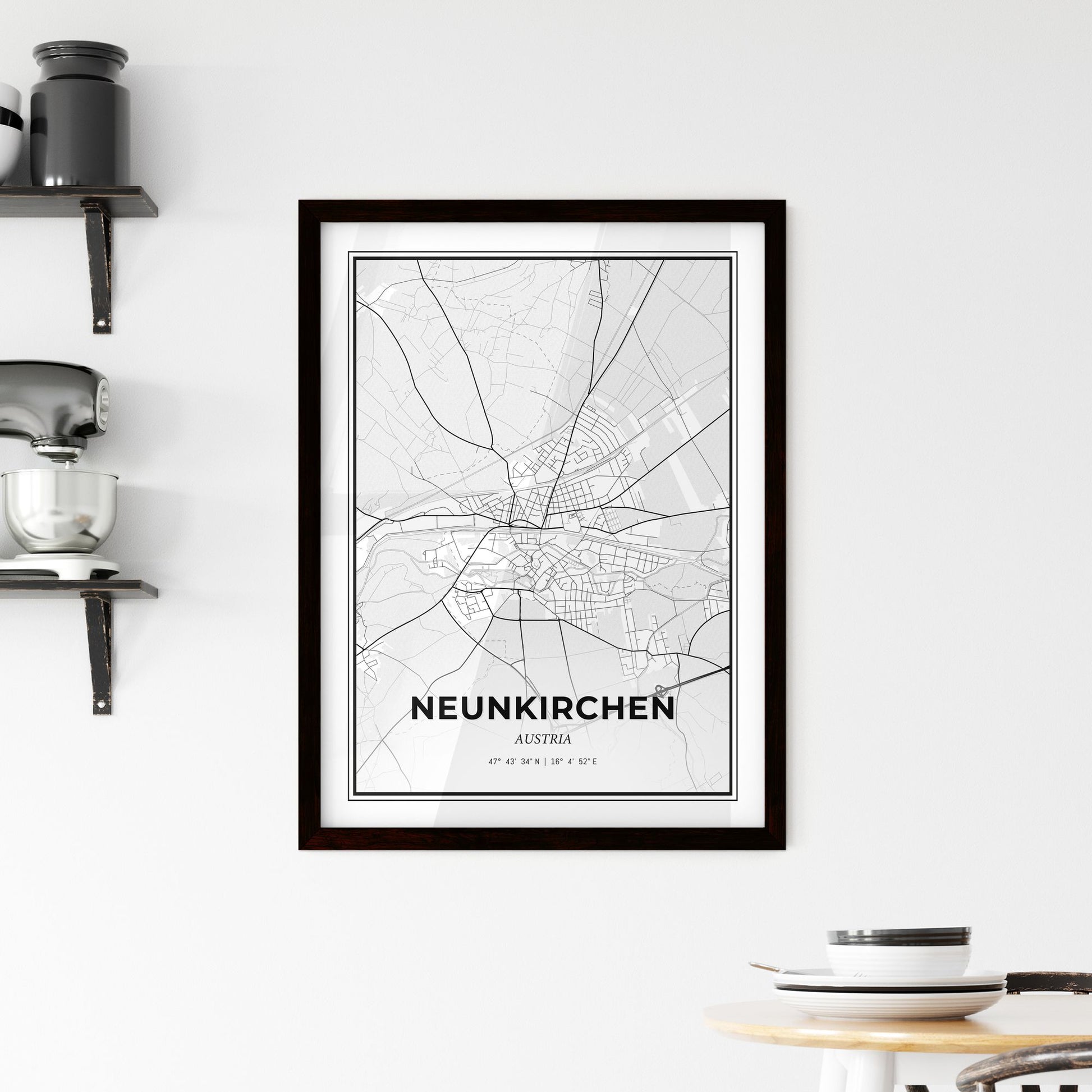 Neunkirchen Austria - Minimal City Map