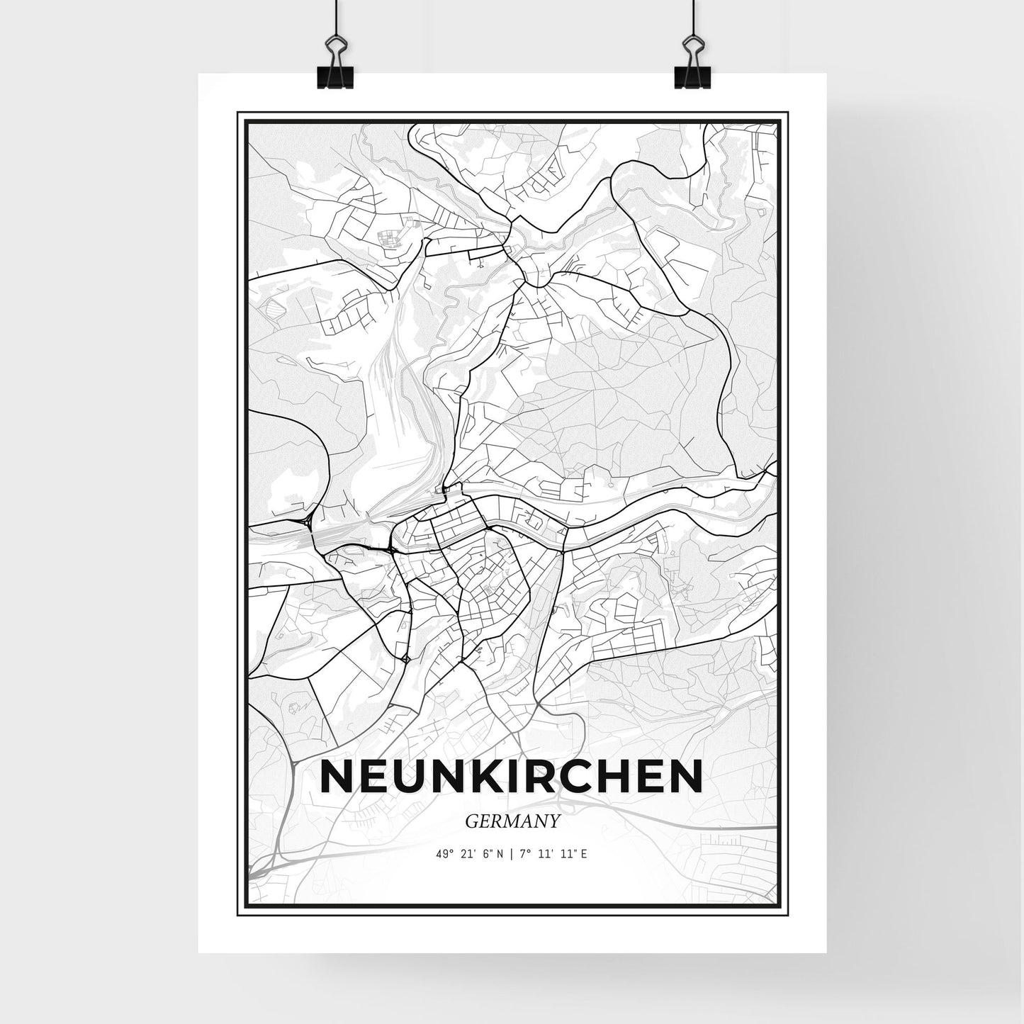 Neunkirchen Germany - Premium City Map Poster