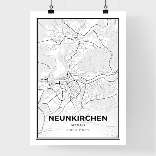Neunkirchen Germany - Premium City Map Poster