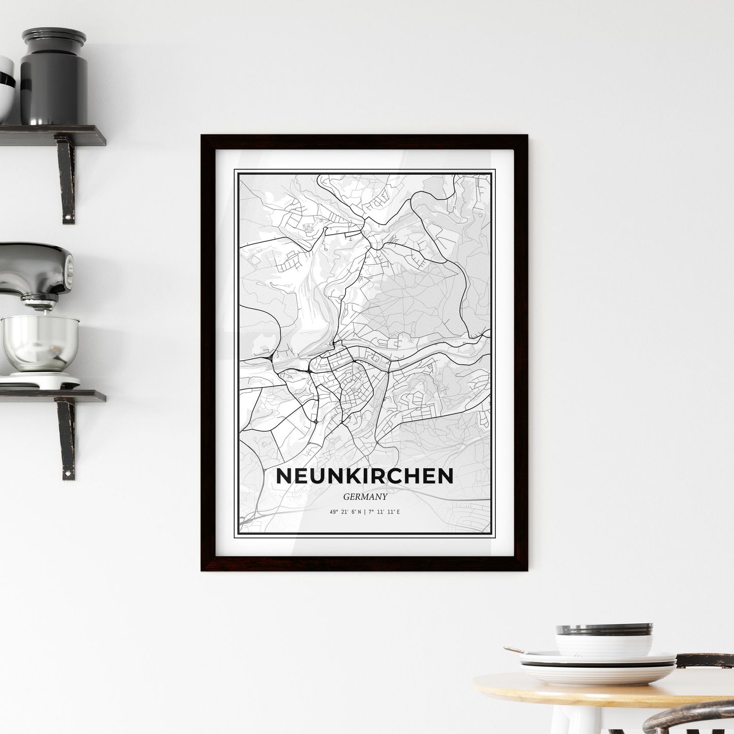 Neunkirchen Germany - Minimal City Map