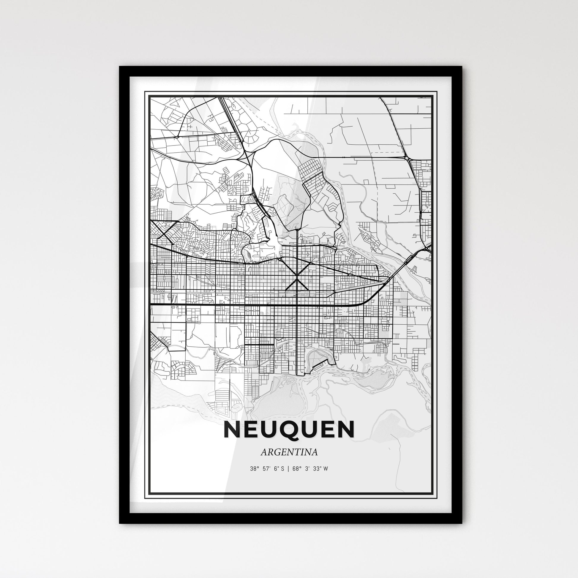 Neuquen Argentina - Scandinavian Style City Map for Modern Home Decor