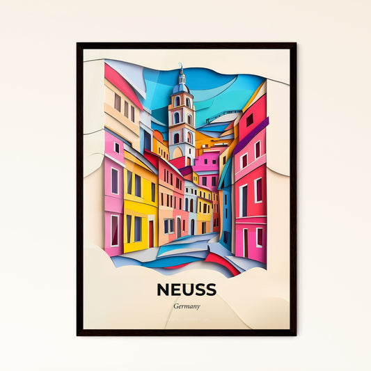 Vivid Neuss, Germany - a paper cut of a city with a clock tower