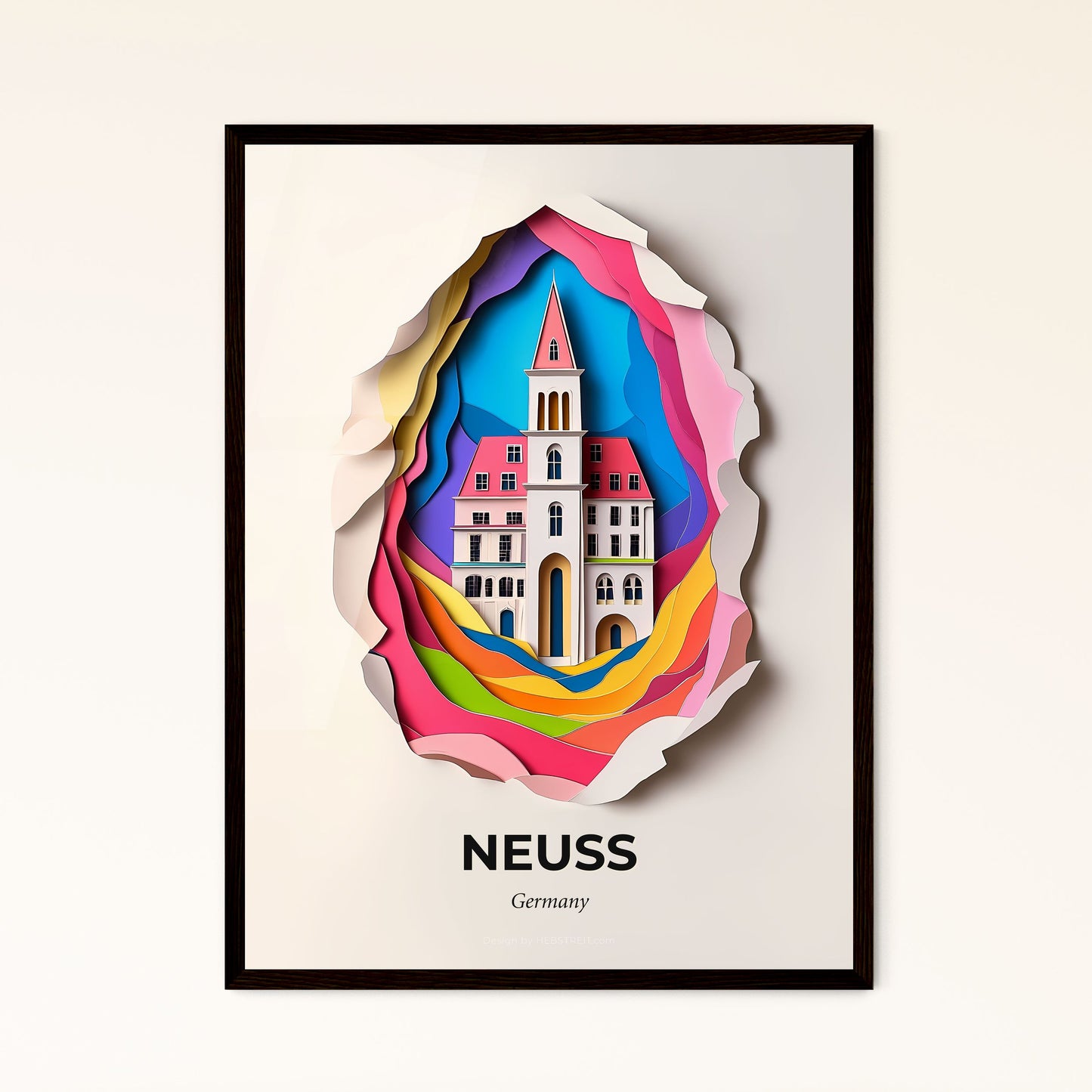 Vivid Neuss, Germany - a paper cut of a building with a clock on it