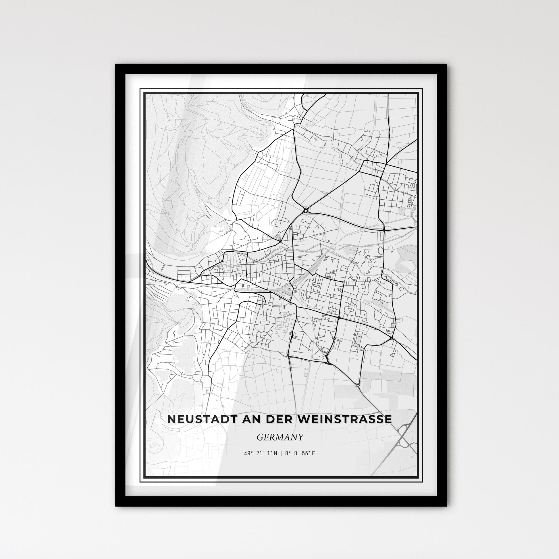 Neustadt an der Weinstraße Germany - Scandinavian Style City Map for Modern Home Decor