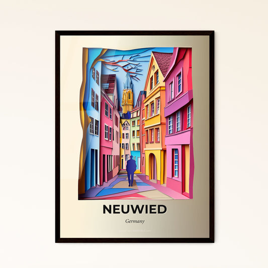 Vivid Neuwied, Germany - a person walking down a street in a colorful city