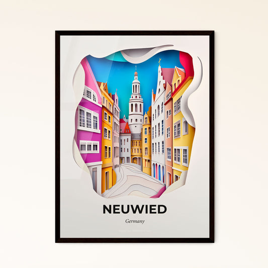 Vivid Neuwied, Germany - a paper cut of a city with a clock tower