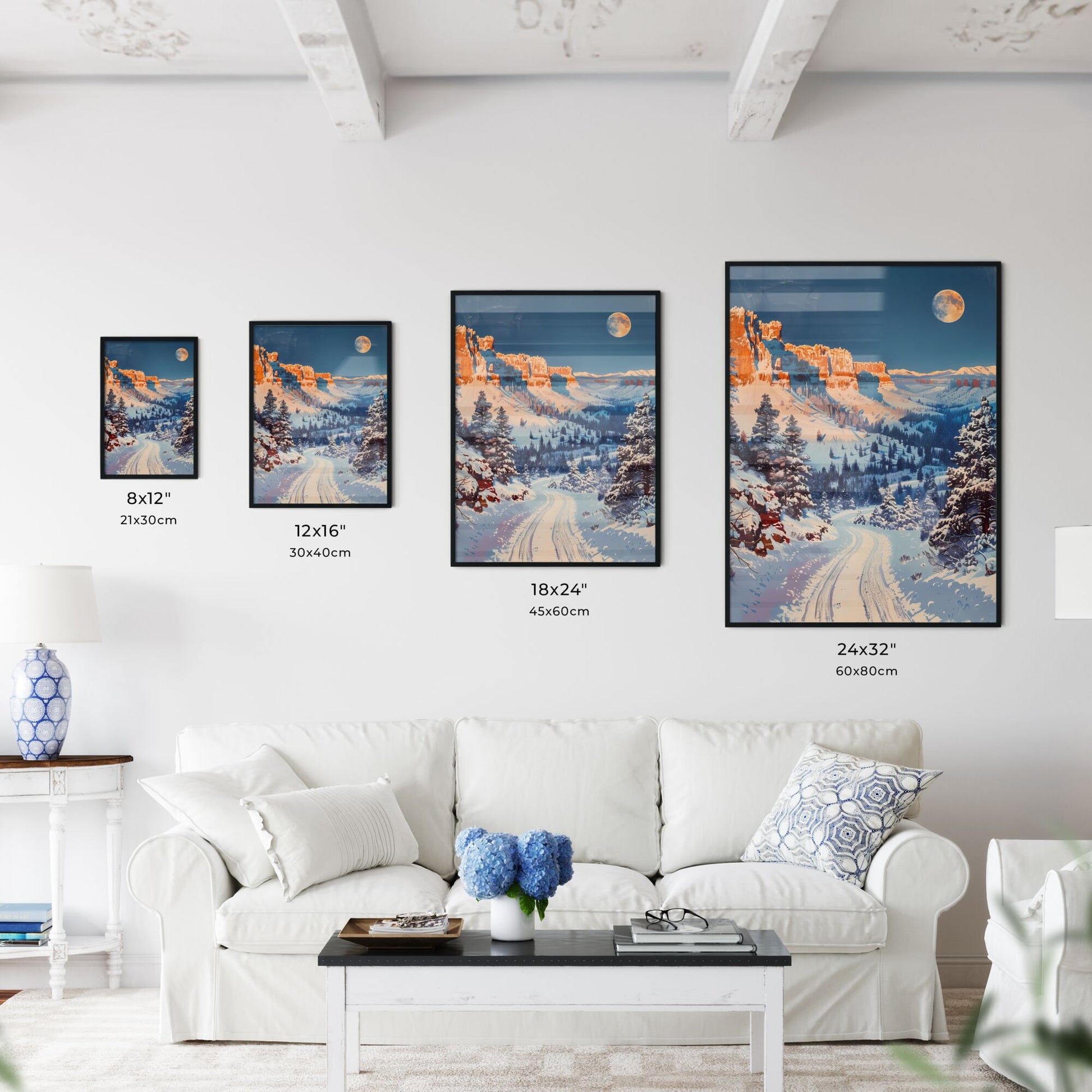 Art Print Nevada - Colorful Oil Painting Winter Landscape Snowy Mountain Valley Scenic Road Default Title