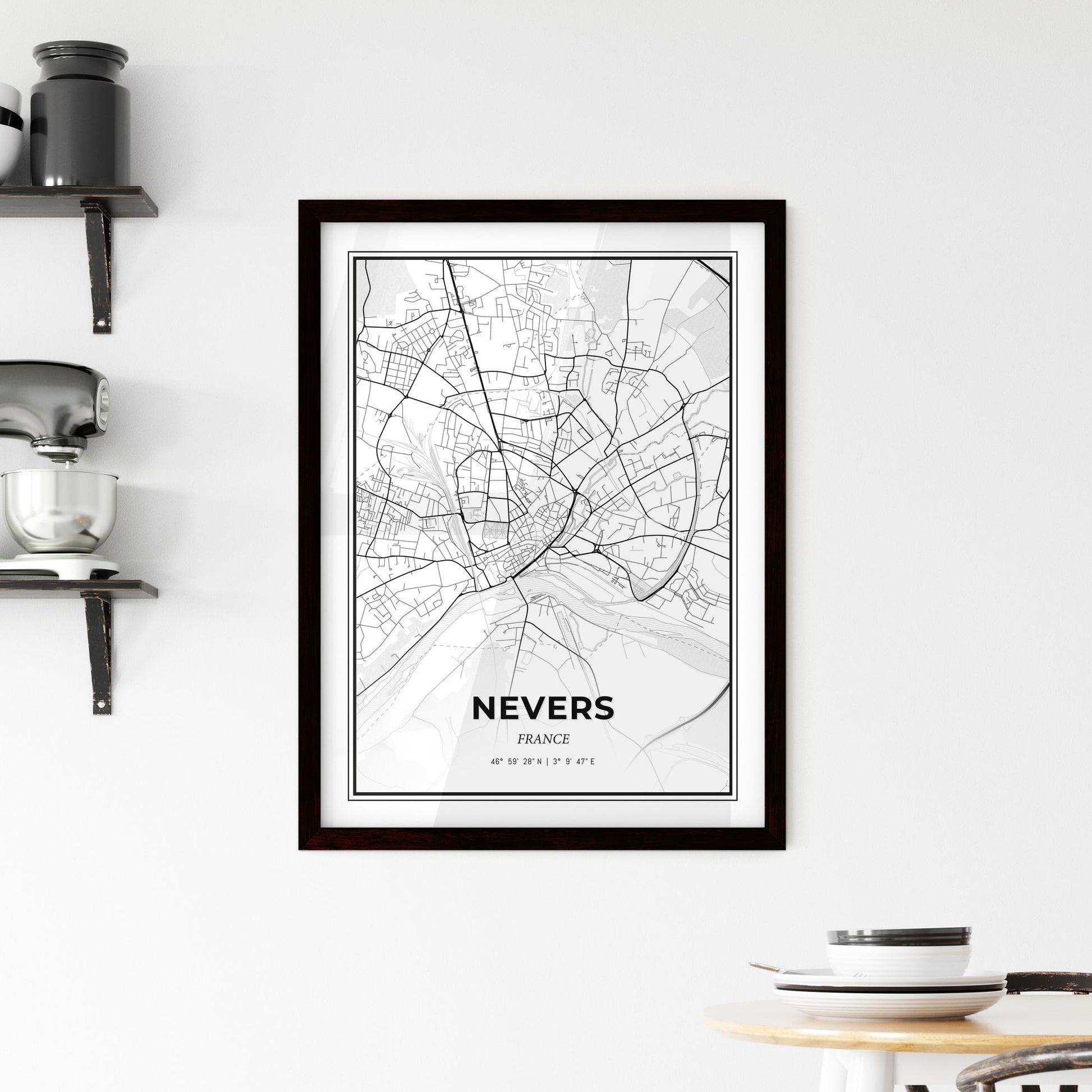 Nevers France - Minimal City Map