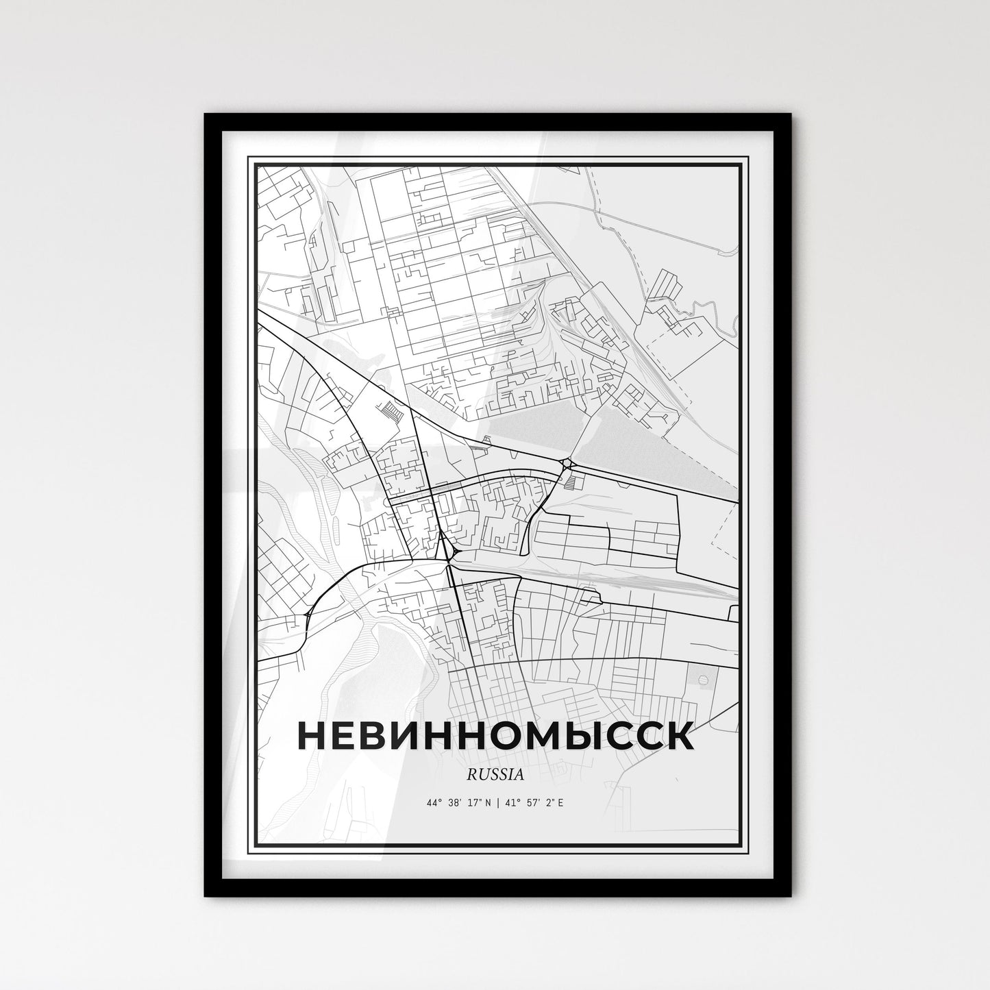 Nevinnomyssk Russia - Scandinavian Style City Map for Modern Home Decor