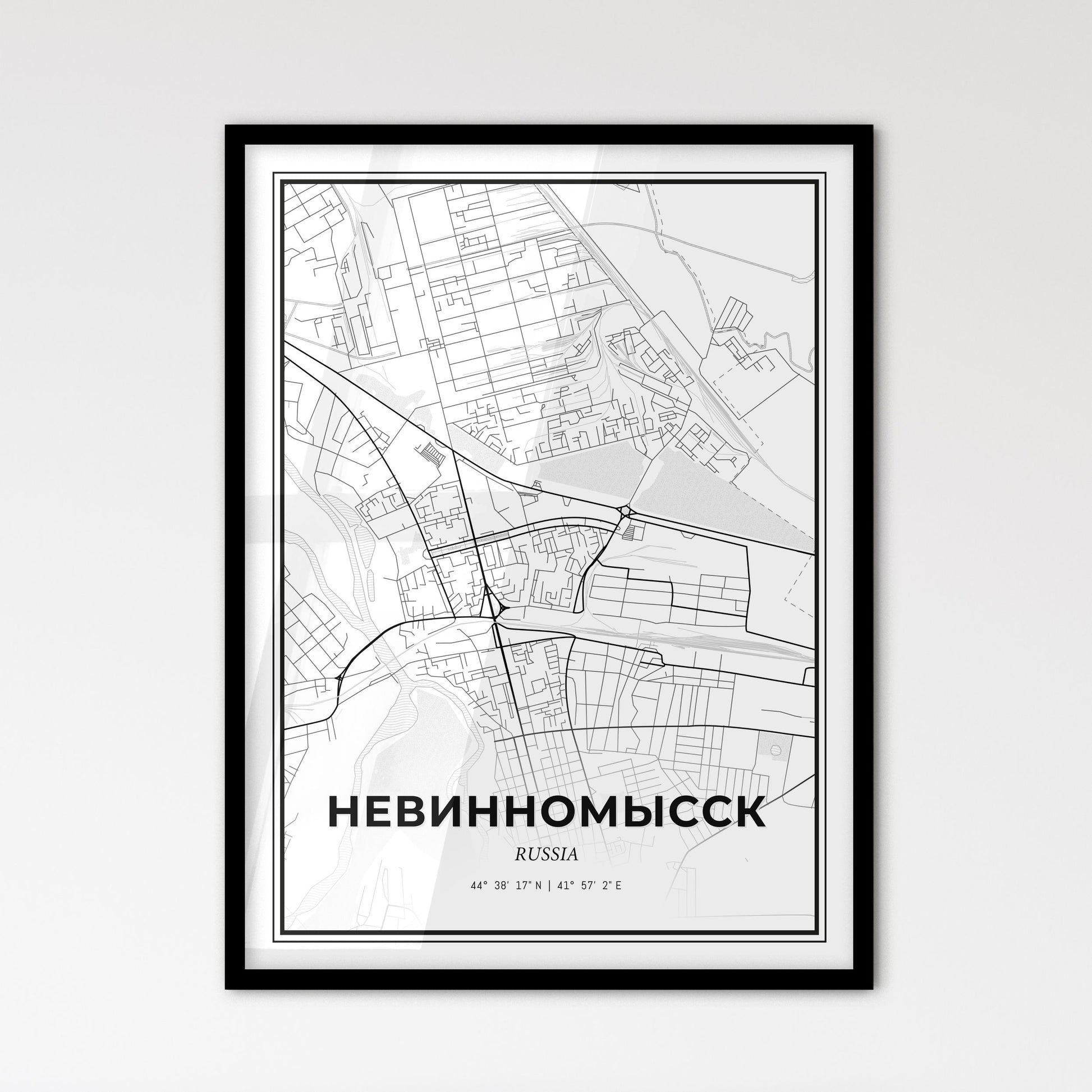Nevinnomyssk Russia - Scandinavian Style City Map for Modern Home Decor