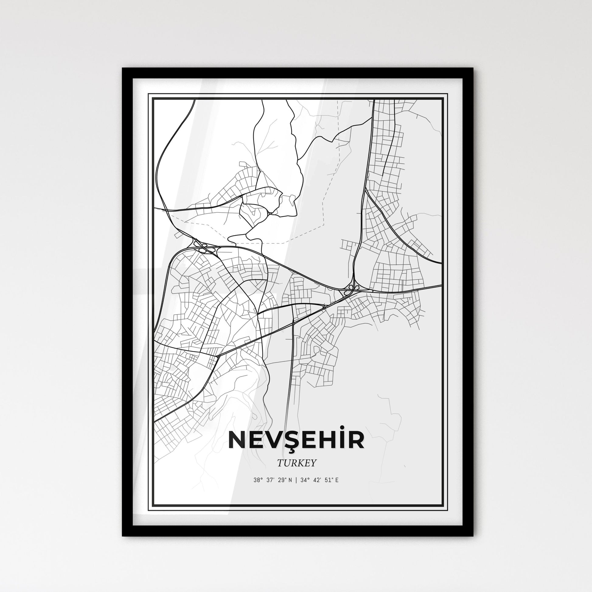 Nevşehir Turkey - Scandinavian Style City Map for Modern Home Decor
