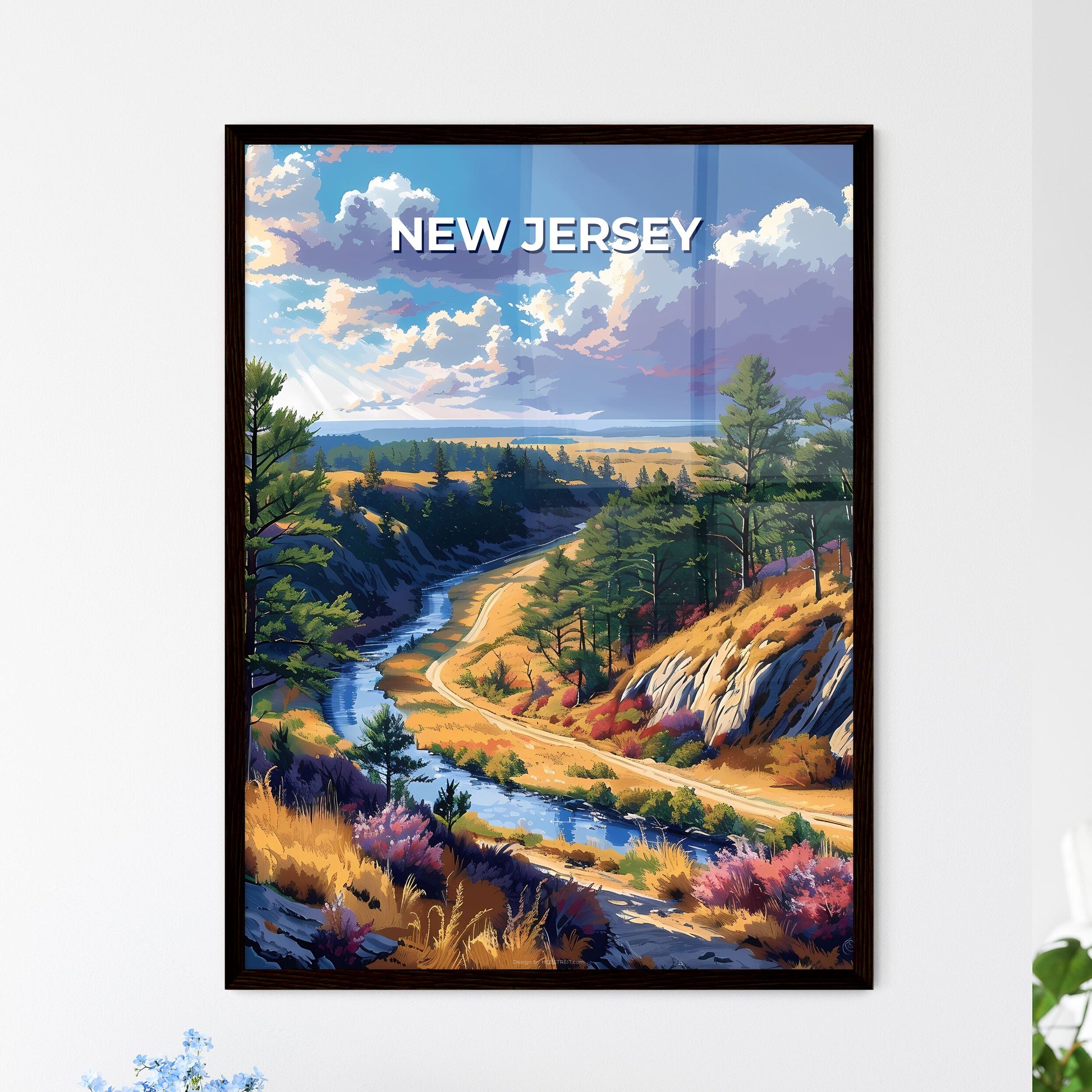 Artistic Valley River Painting | Landscape Art | Abstract Nature | Impressionist River Scene | Vibrant Artwork | New Jersey Landscape | River Valley Panorama