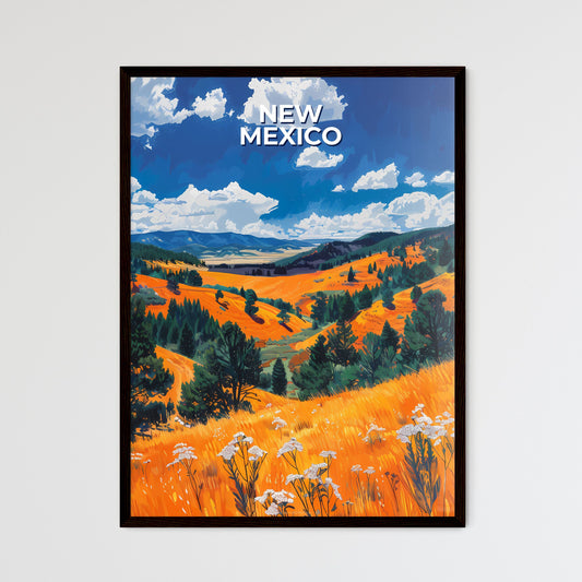 Art Nouveau Landscape: Vibrant Painting of New Mexico With Trees and Grass