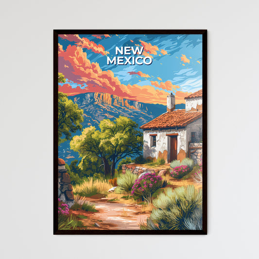 Vibrant Painting Depicting House Amidst Picturesque New Mexico Valley