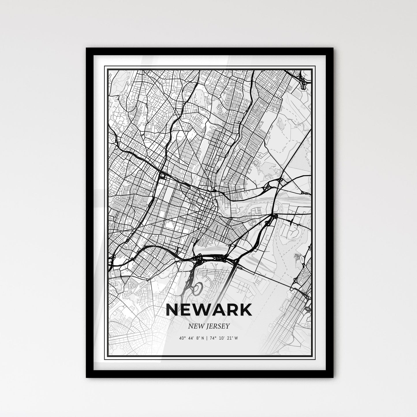 Newark New Jersey - Scandinavian Style City Map for Modern Home Decor