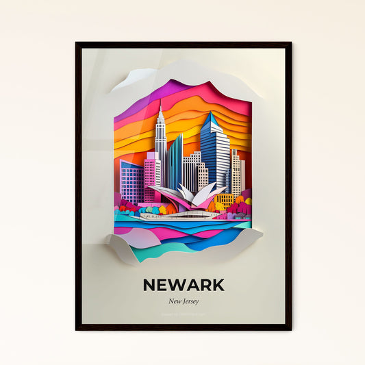 Vivid Newark, New Jersey - a paper cut of a city with a book