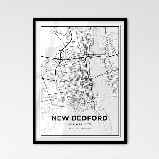 New Bedford Massachusetts - Scandinavian Style City Map for Modern Home Decor