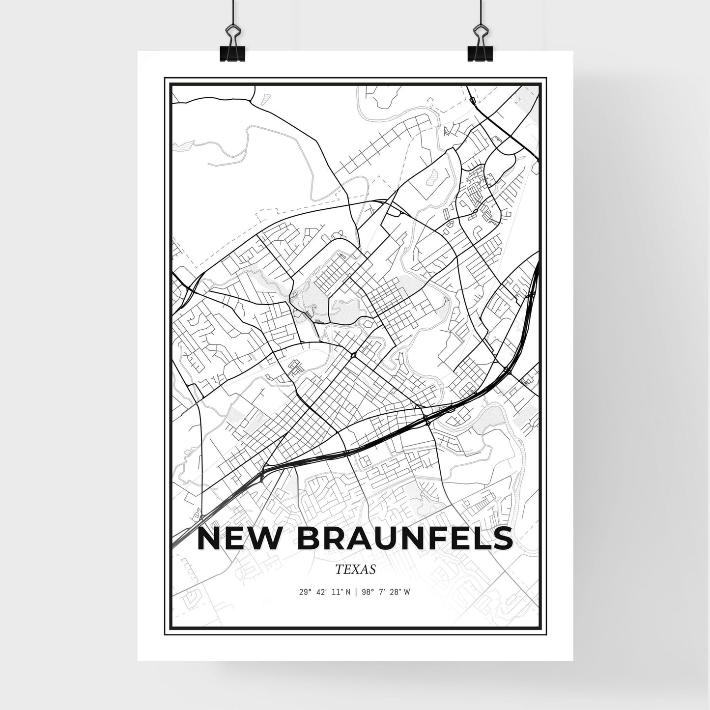 New Braunfels Texas - Premium City Map Poster