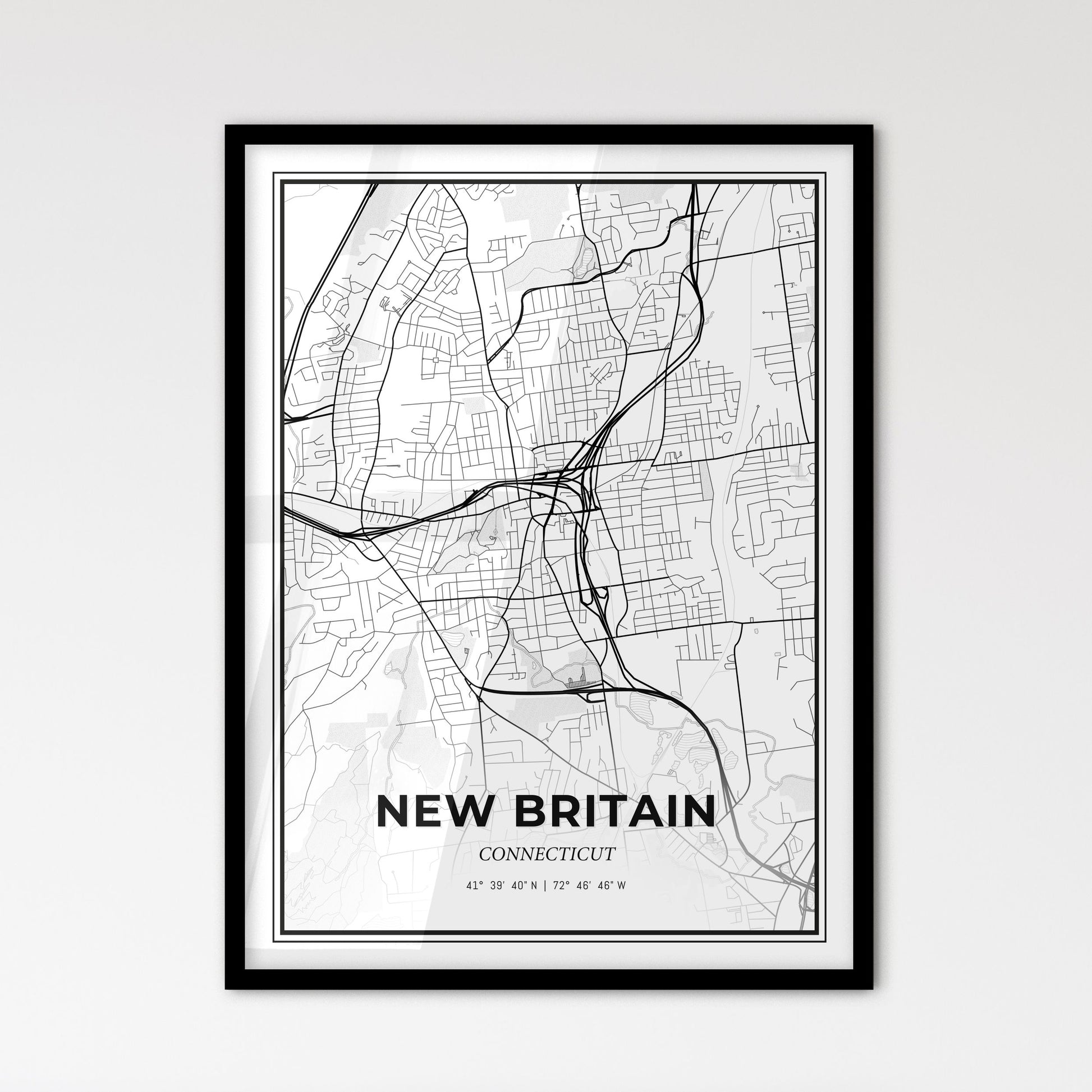 New Britain Connecticut - Scandinavian Style City Map for Modern Home Decor