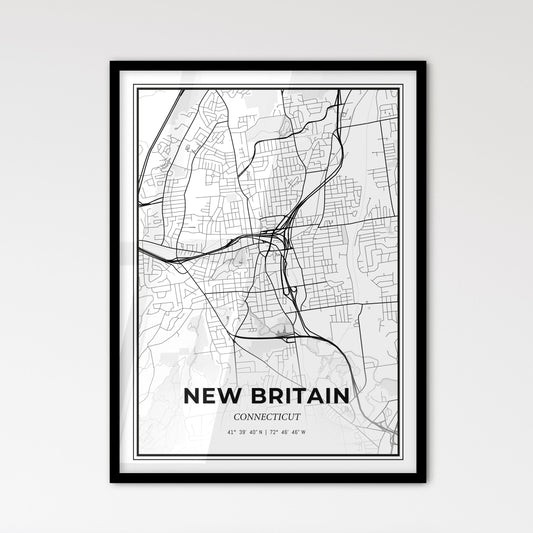 New Britain Connecticut - Scandinavian Style City Map for Modern Home Decor