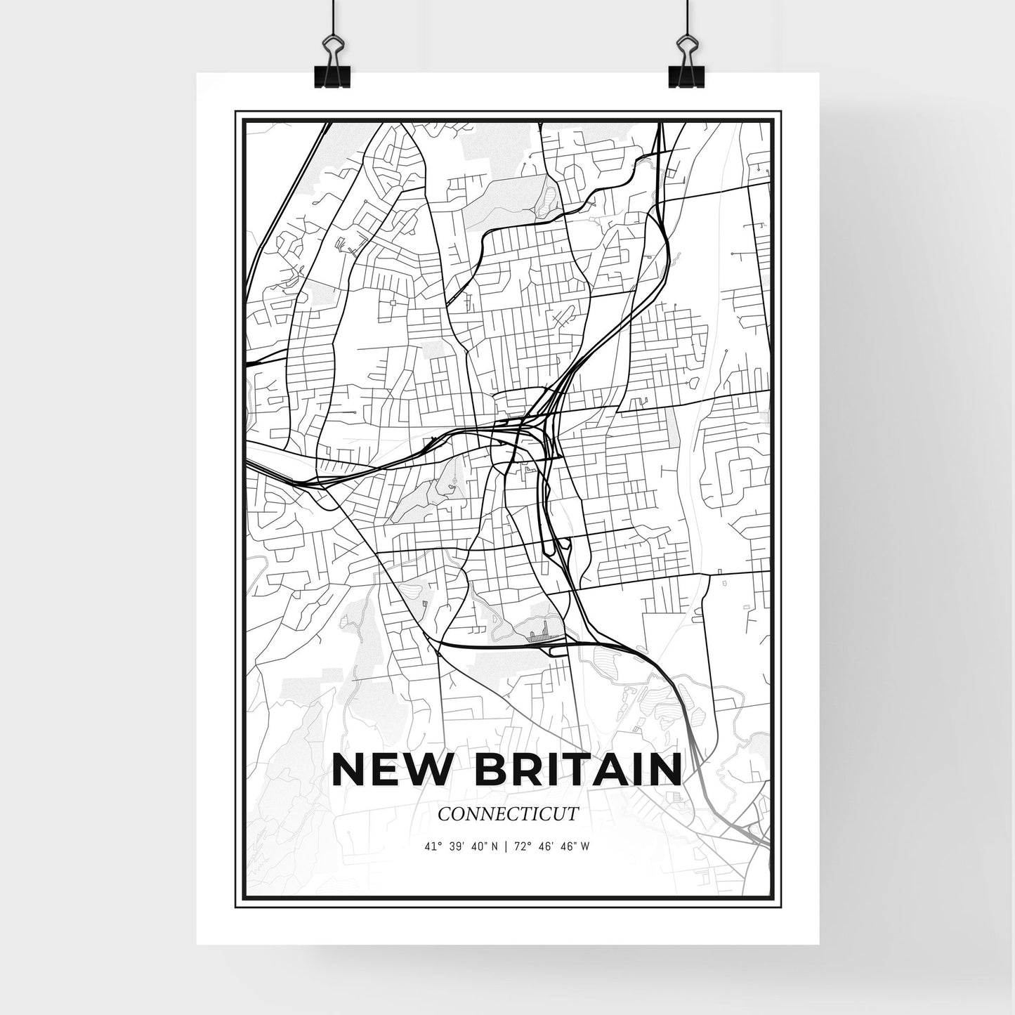 New Britain Connecticut - Premium City Map Poster