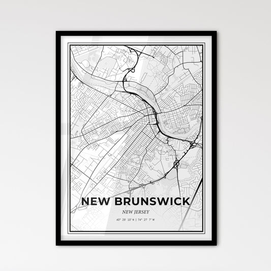 New Brunswick New Jersey - Scandinavian Style City Map for Modern Home Decor