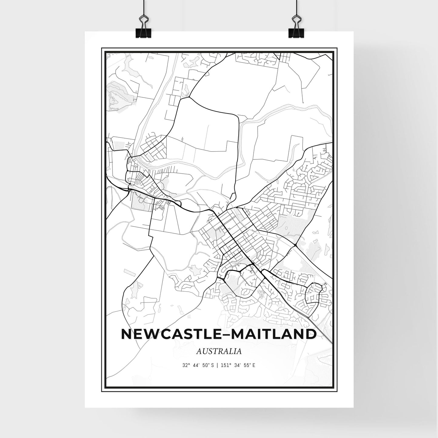 Newcastle–Maitland Australia - Premium City Map Poster