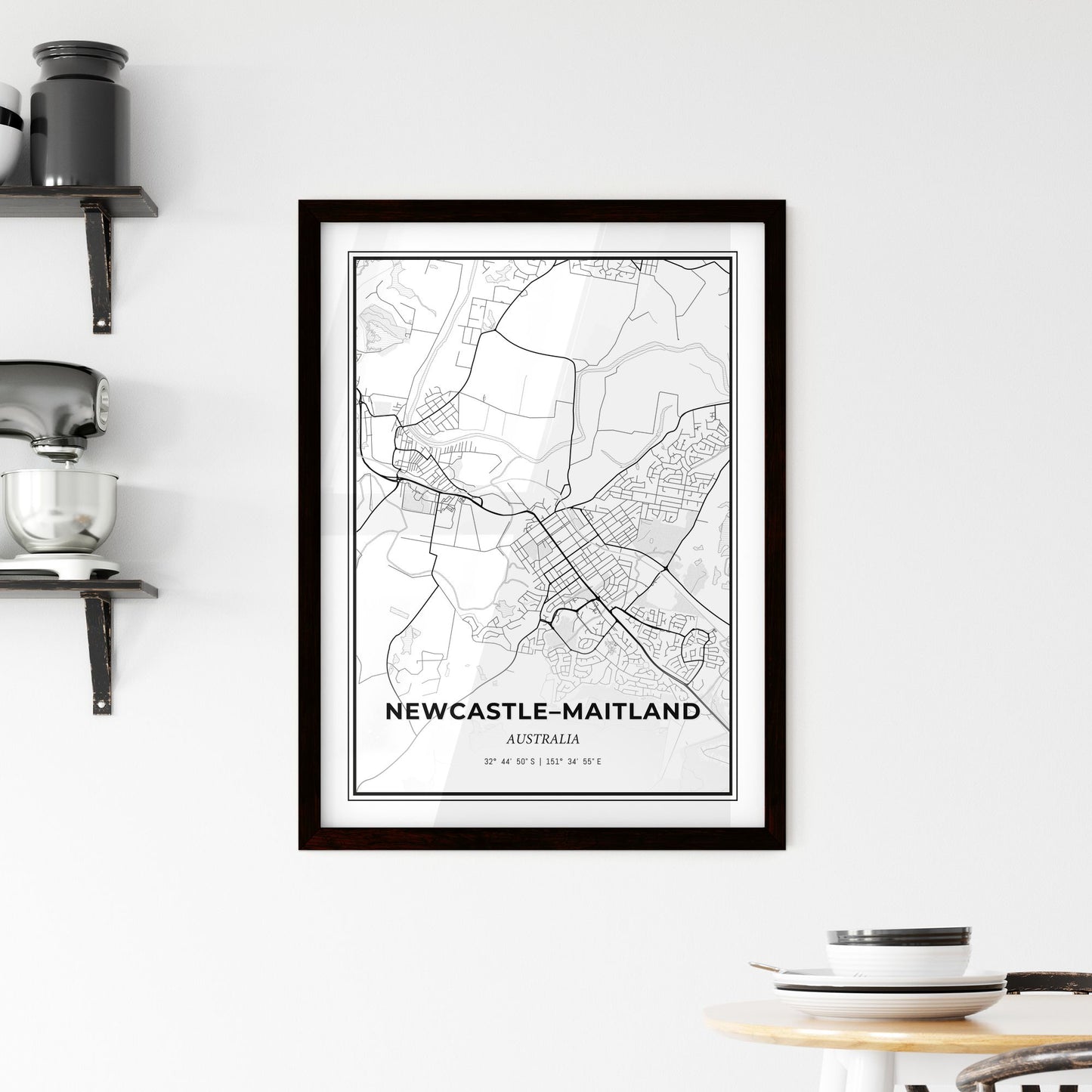 Newcastle–Maitland Australia - Minimal City Map