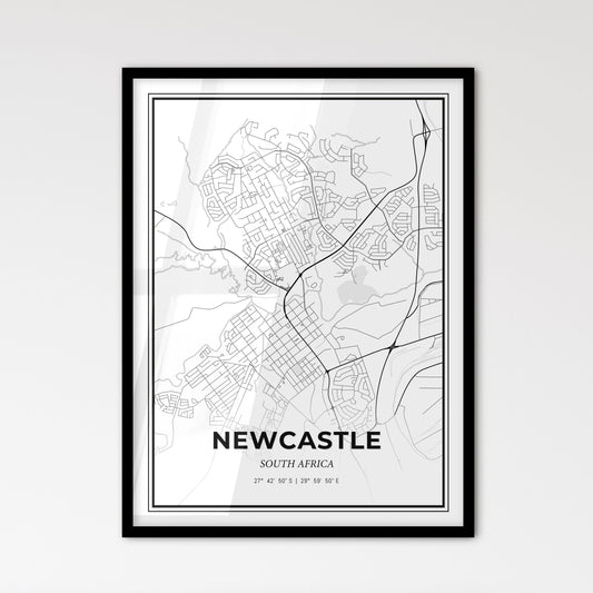 Newcastle South Africa - Scandinavian Style City Map for Modern Home Decor