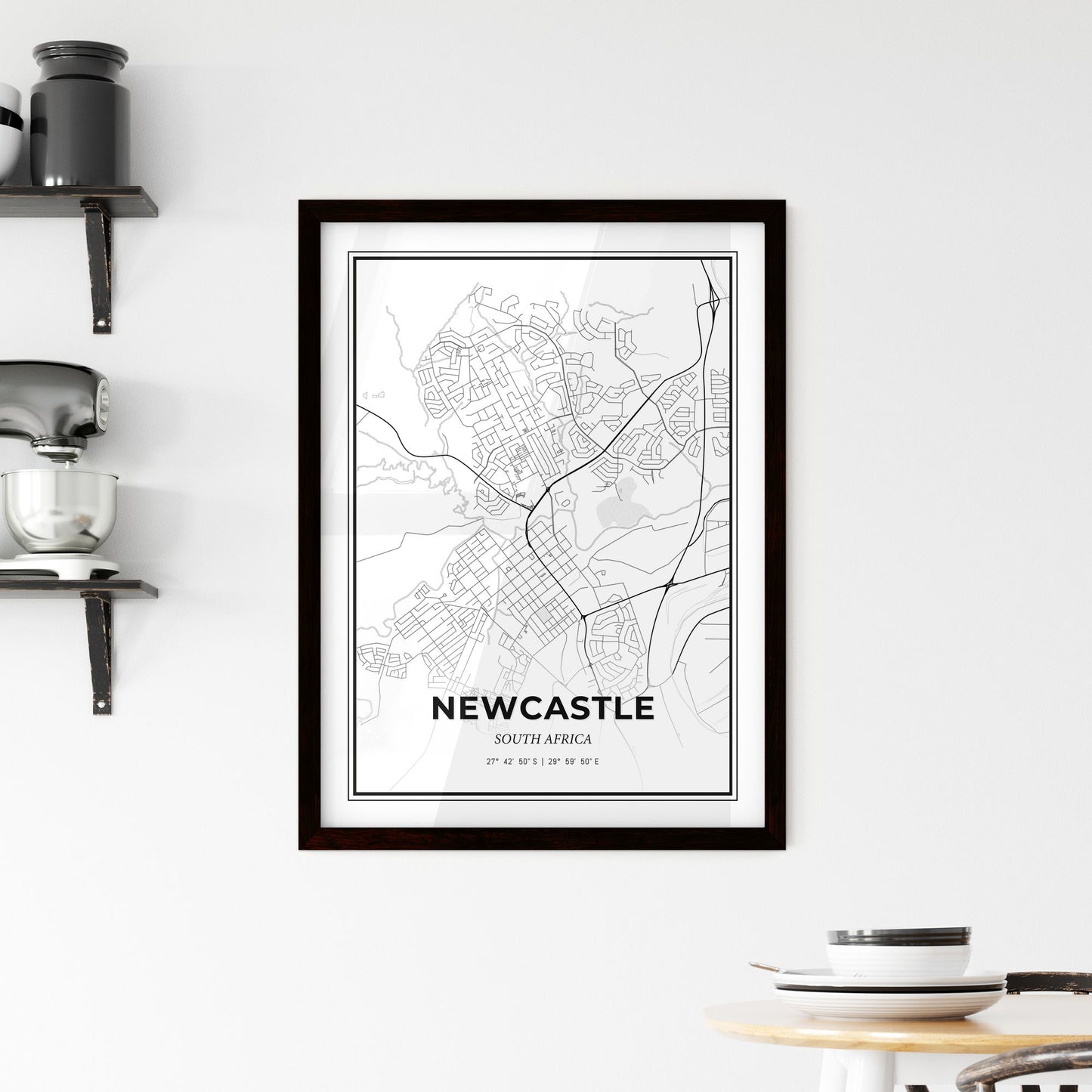 Newcastle South Africa - Minimal City Map