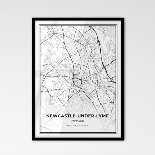 Newcastle-under-Lyme England - Scandinavian Style City Map for Modern Home Decor