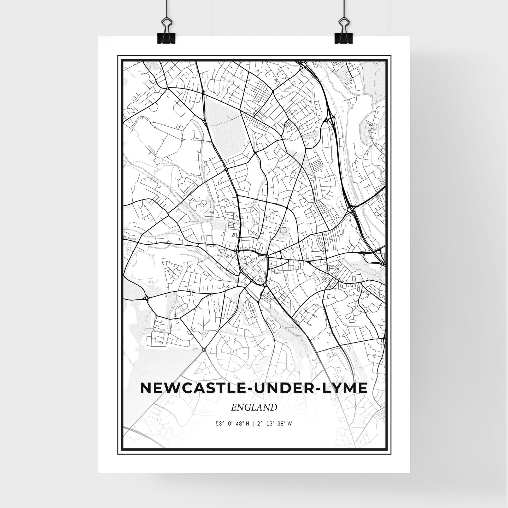 Newcastle-under-Lyme England - Premium City Map Poster