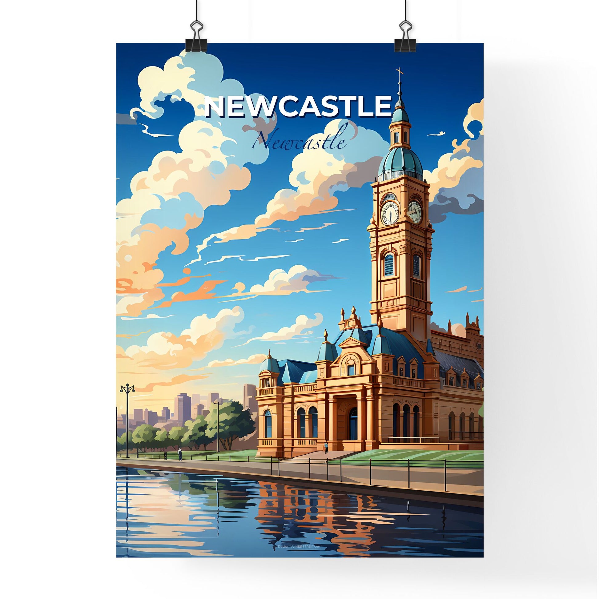 Newcastle Australia Building Skyline Painting Clock Tower Art Painting Vibrant Sydney Default Title