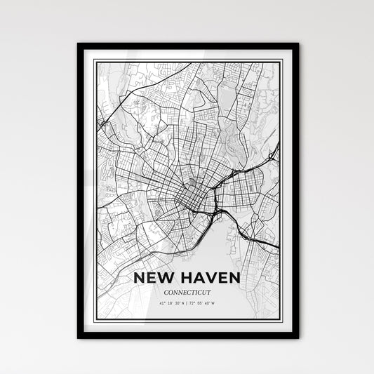 New Haven Connecticut - Scandinavian Style City Map for Modern Home Decor