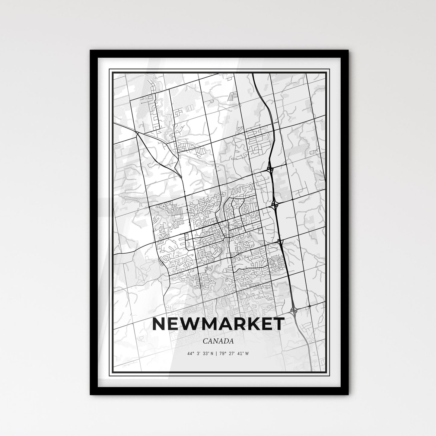 Newmarket Canada - Scandinavian Style City Map for Modern Home Decor