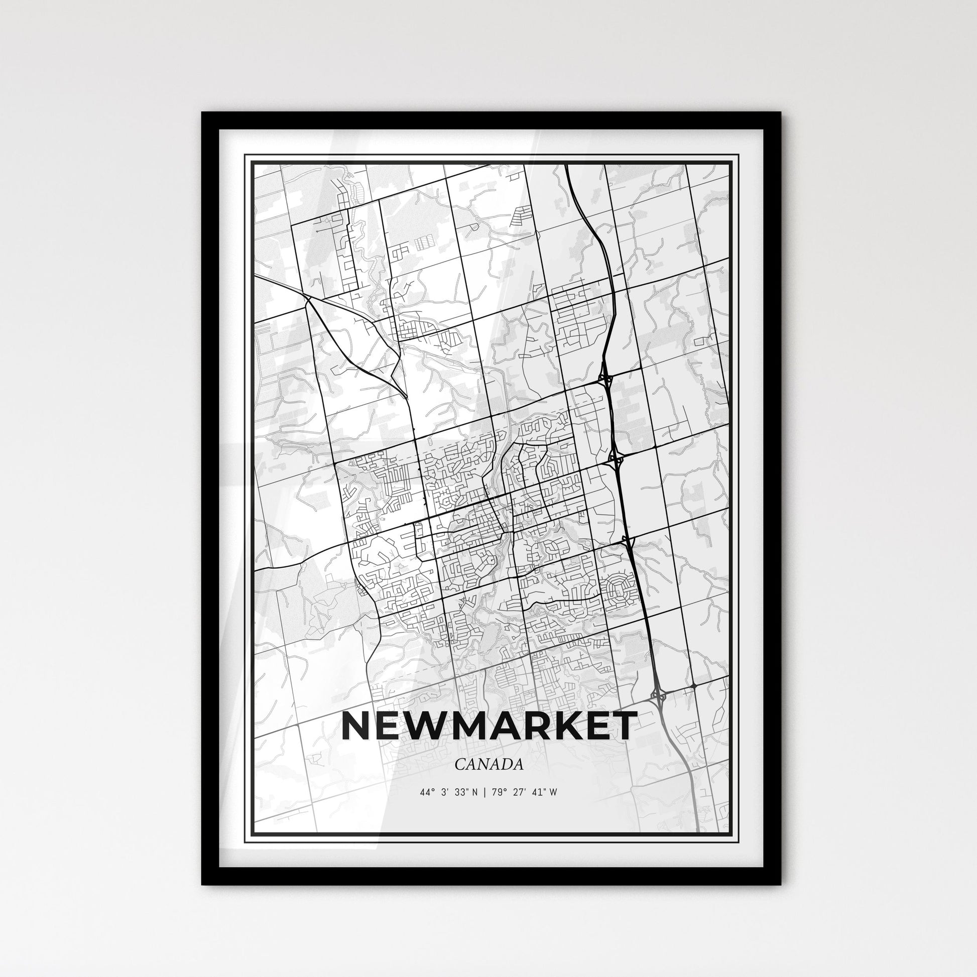 Newmarket Canada - Scandinavian Style City Map for Modern Home Decor