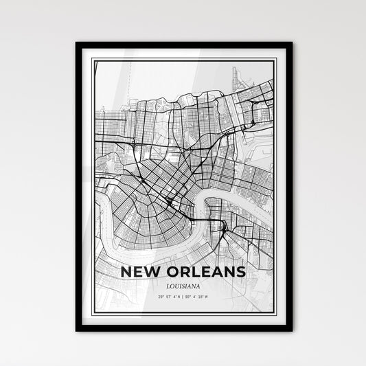New Orleans Louisiana - Scandinavian Style City Map for Modern Home Decor
